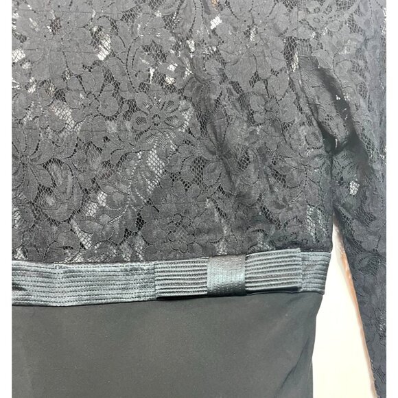 Talbots Petite Black Lace Silk Cocktail Dress Ruffled Hem Lined Size 2P NWT - Picture 8 of 12